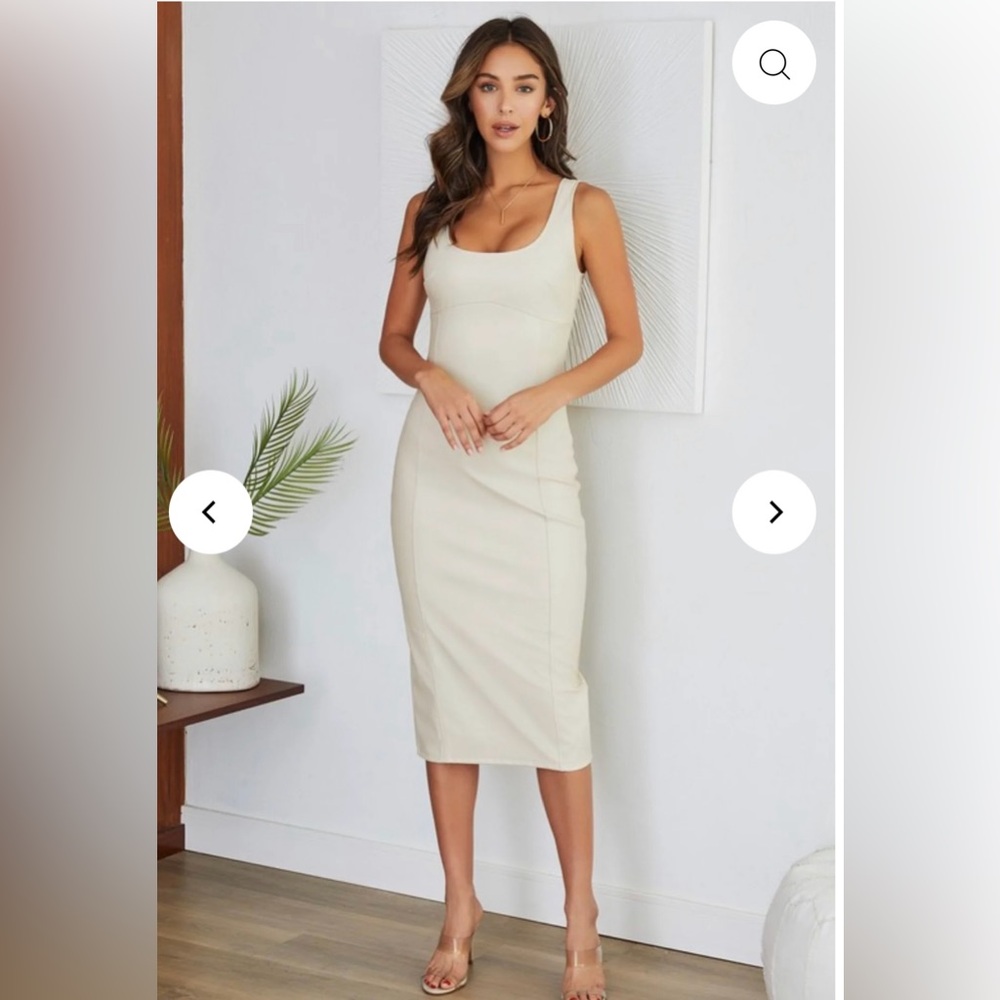 Cream white faux leather dress NWT